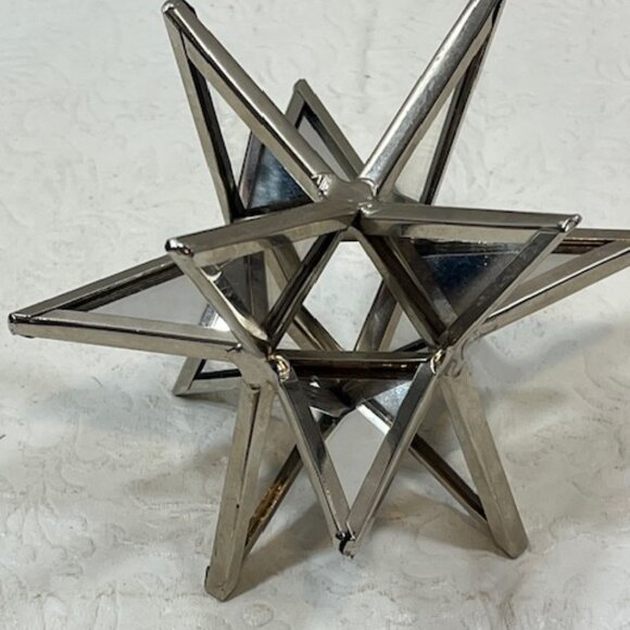 Mirror Metal 3D Star Ornament Holiday Christmas Table Mantel Decor 5" - Picture 4 of 10